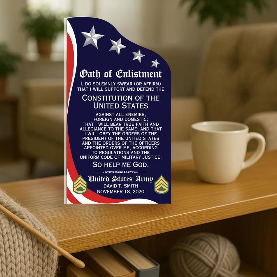 Personalized Oath of Enlistment Acrylic Block Plaque Veteran Custom All Military Branches Acrylic Plaque Military Gift For Veteran H2511 Trna