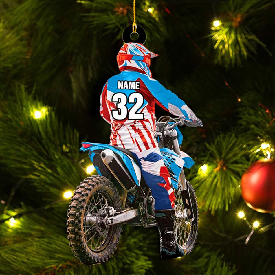 Personalized Motocross Racer Ornament Gift For Motocross Lovers Christmas Ornament H2511