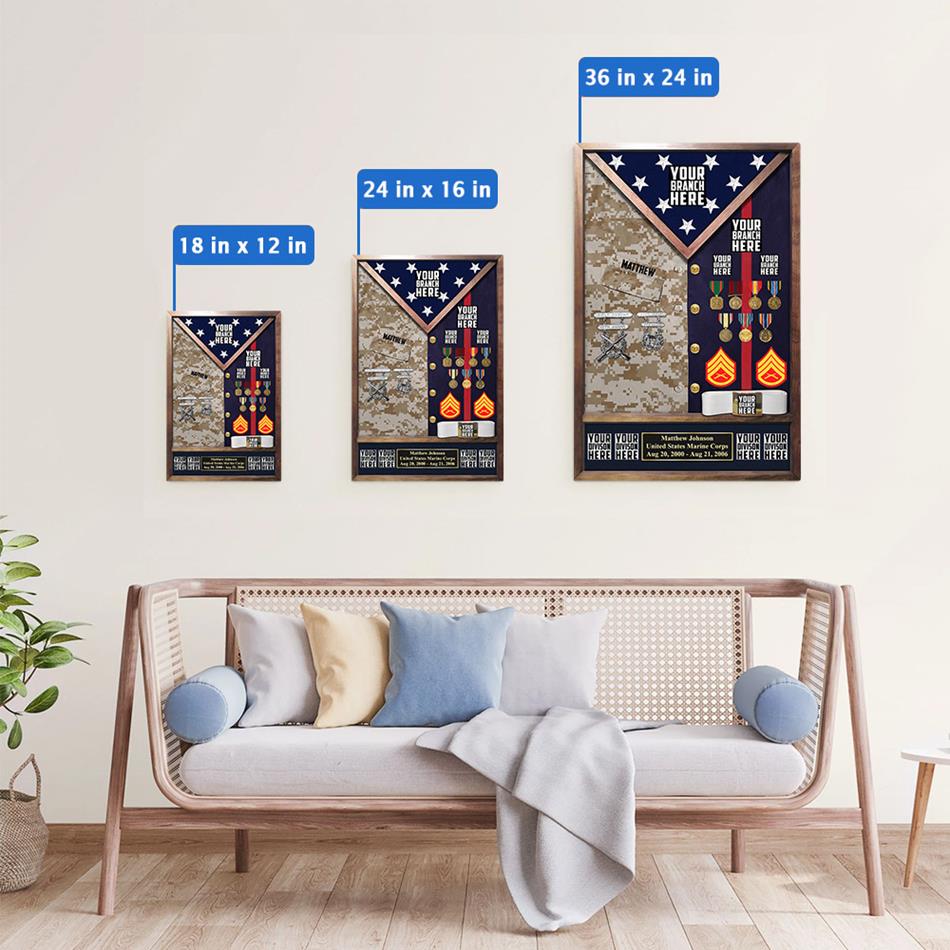 Custom Military Shadow Boxes by Medals of America Gift For US Military Veteran Poster Canvas H2511 Trna