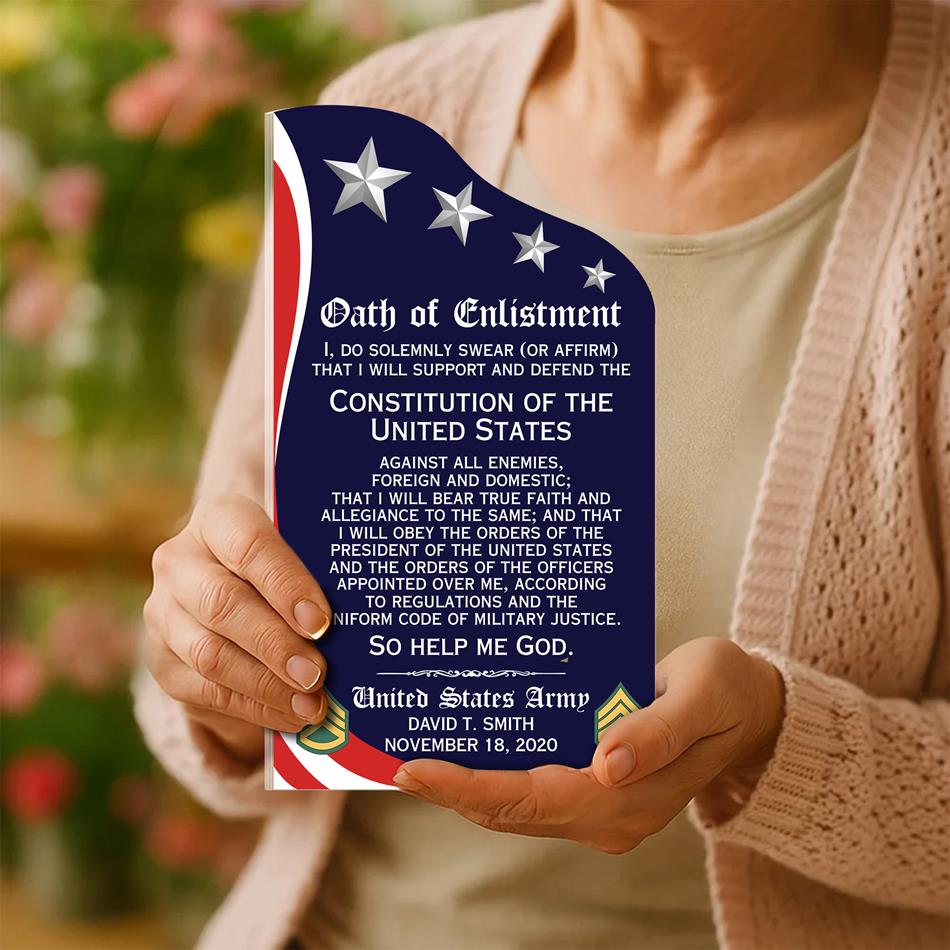 Personalized Oath of Enlistment Acrylic Block Plaque Veteran Custom All Military Branches Acrylic Plaque Military Gift For Veteran H2511 Trna