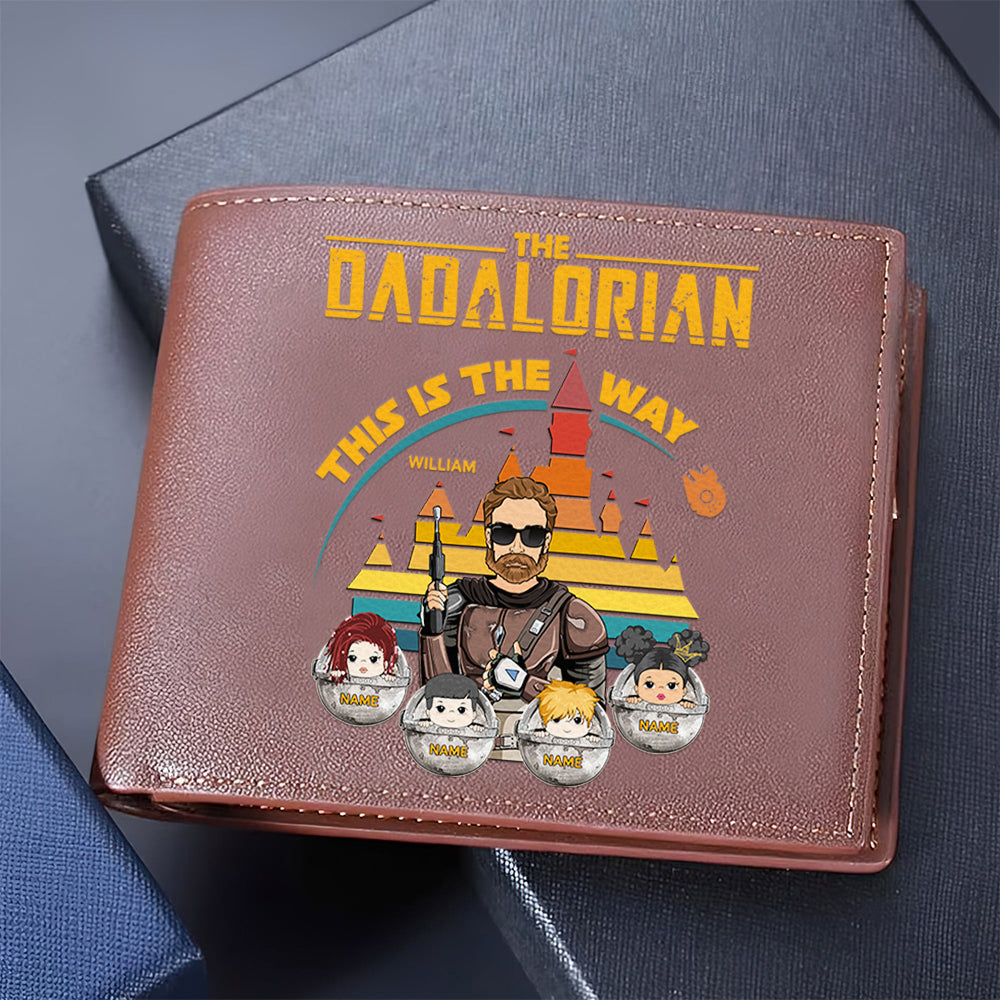 The Dadalorian This Is The Way - Personalized Leather Wallet For Dad Custom Nickname With Kids Gift