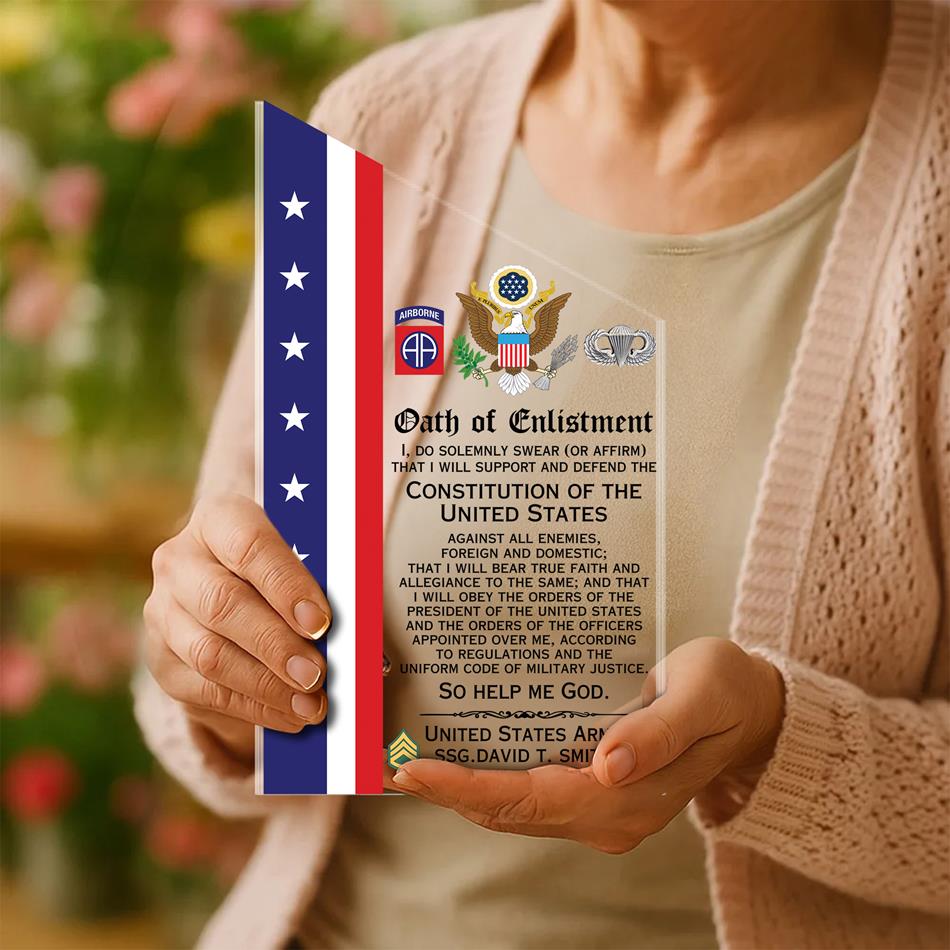 Custom Oath of Enlistment Acrylic Block Plaque Veteran Personalized All Military Branches Acrylic Plaque Military Gift For Veteran H2511 Trna
