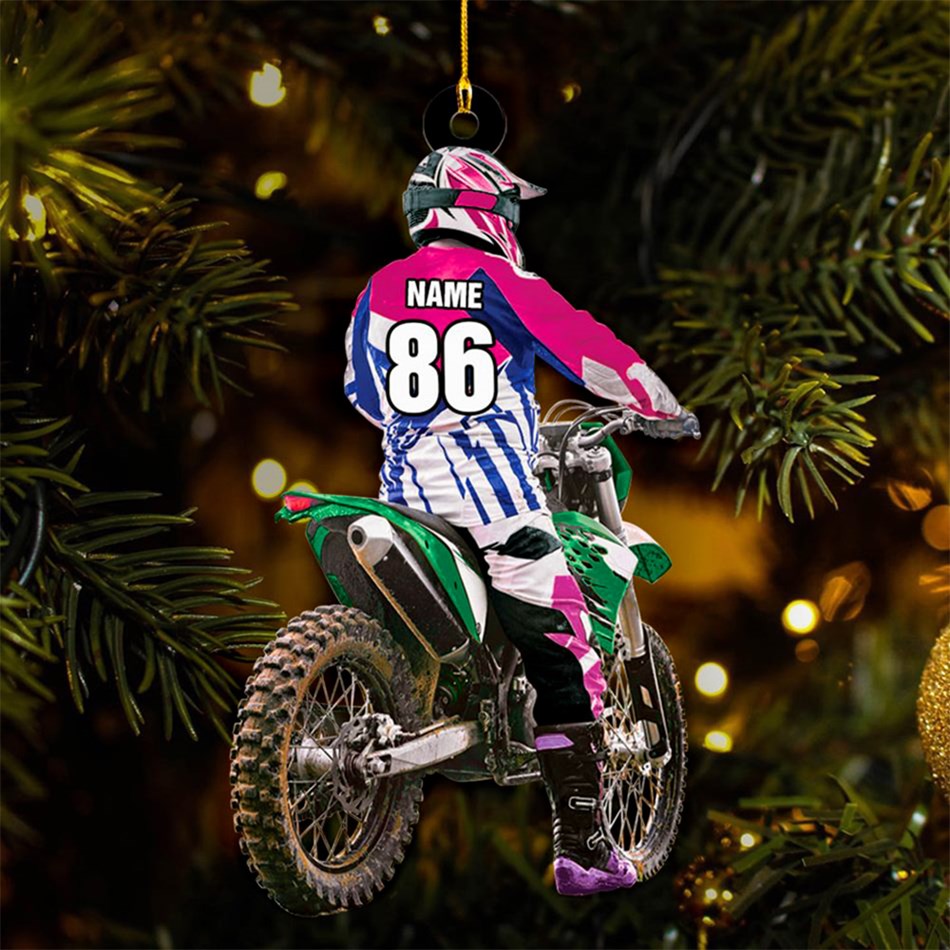 Personalized Motocross Racer Ornament Gift For Motocross Lovers Christmas Ornament H2511