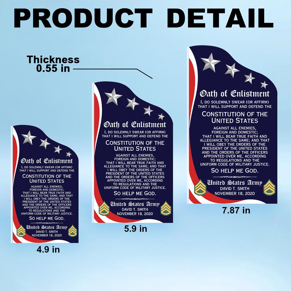 Personalized Oath of Enlistment Acrylic Block Plaque Veteran Custom All Military Branches Acrylic Plaque Military Gift For Veteran H2511 Trna