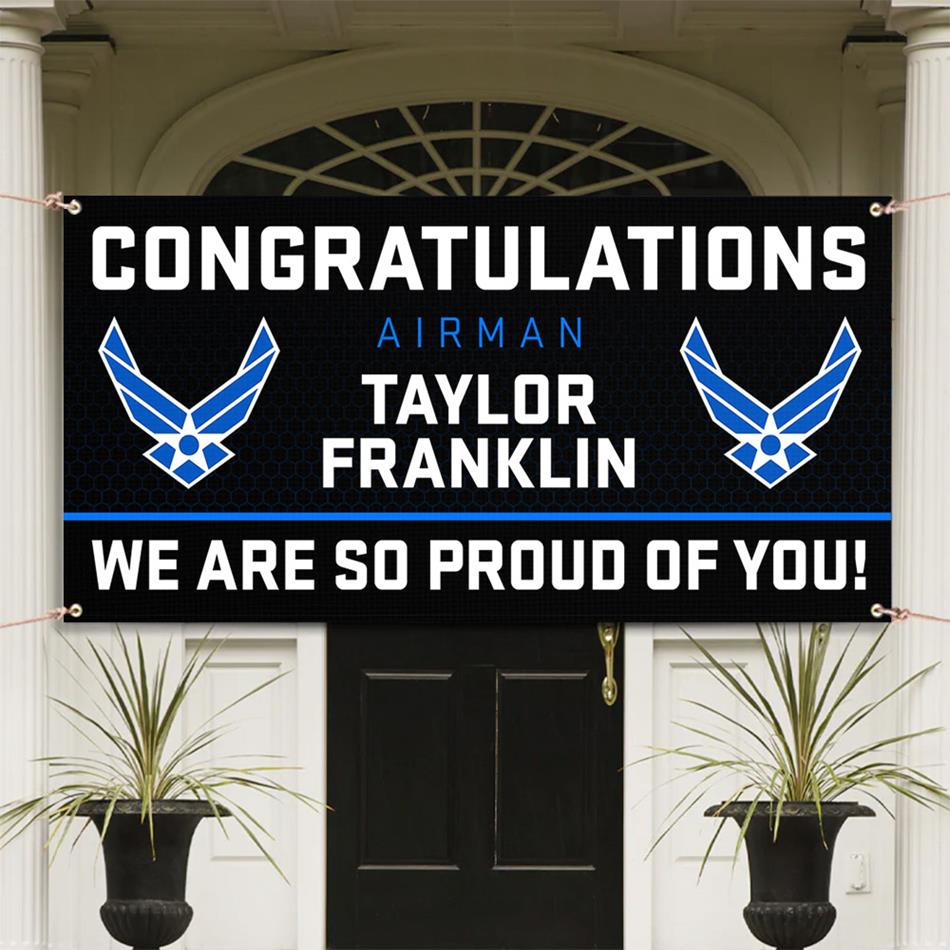U.S. Military Graduation Banner Congratulations Soldier We Are So Proud Of You Custom Congrats Sign for Your Soldier's Big Day H2511
