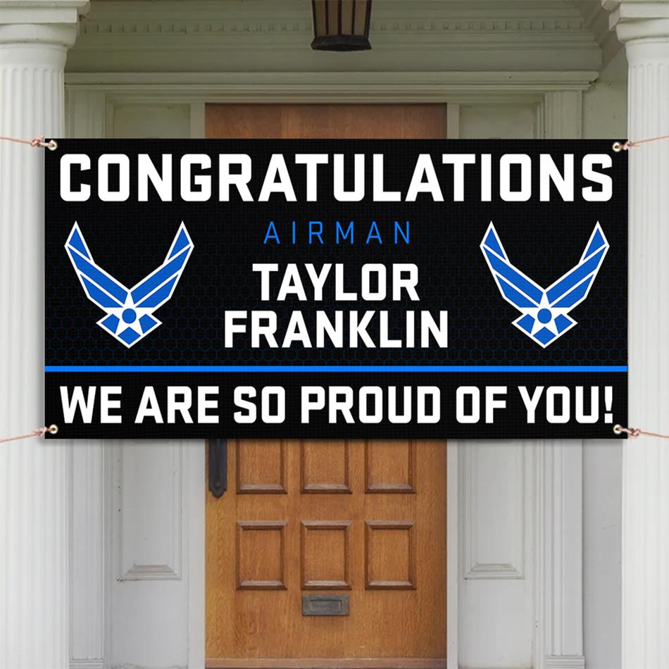 U.S. Military Graduation Banner Congratulations Soldier We Are So Proud Of You Custom Congrats Sign for Your Soldier's Big Day H2511