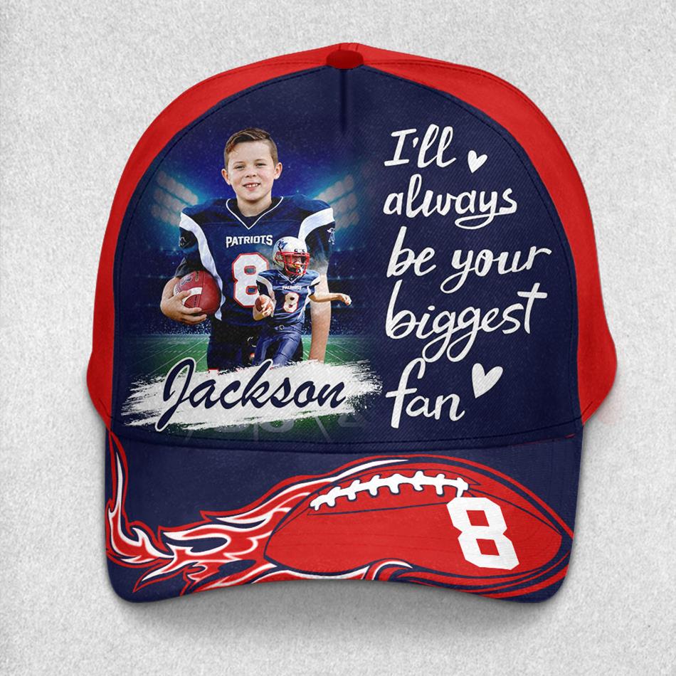 I Will Always Be Your Biggest Fan Custom Photo Cap Gameday Cap Gift For Football Mom Dad Sport Family H2511