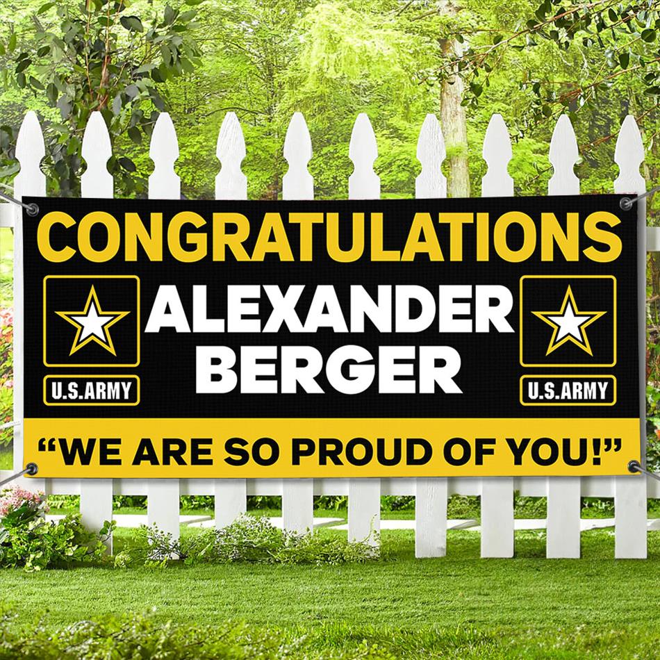 U.S. Army Graduation Banner Congratulations Soldier We Are So Proud Of You Custom Congrats Sign for Your Soldier's Big Day H2511 Trna