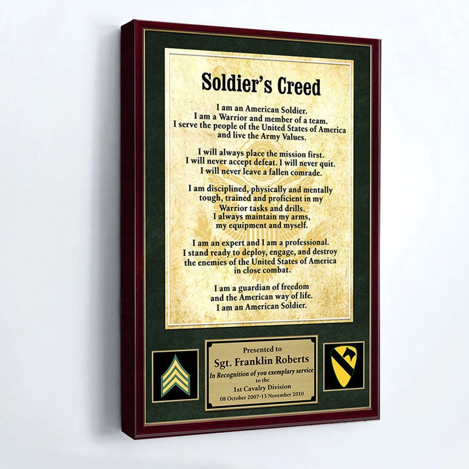 Custom Name Date Rank US Military Creed Personalized Poster Canvas Gift For Military Veteran H2511