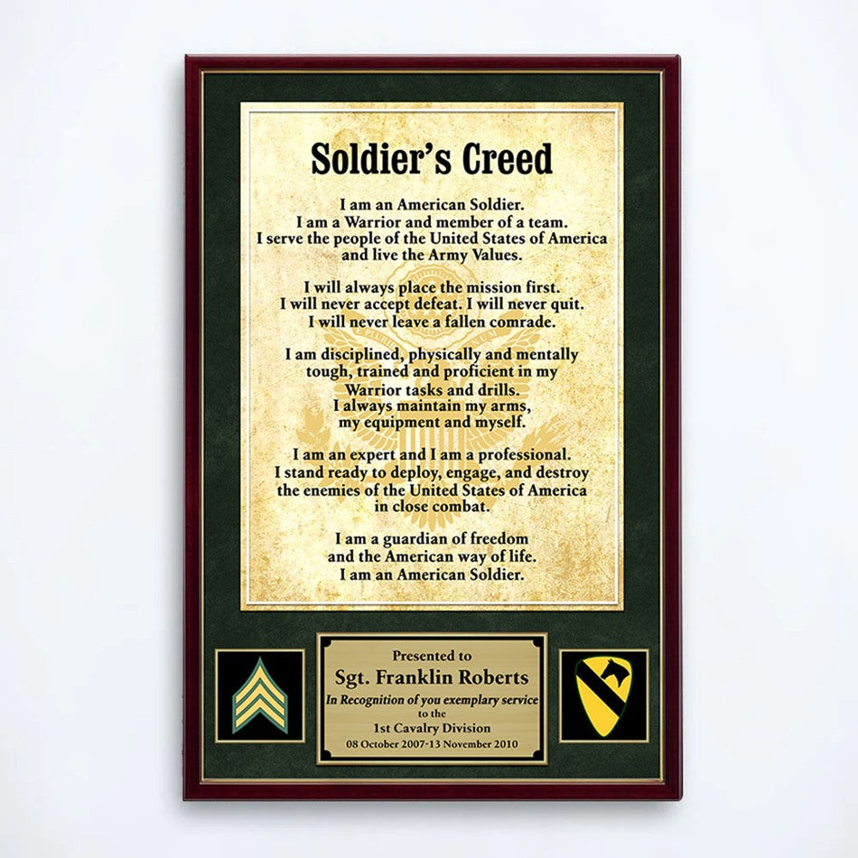 Custom Name Date Rank US Military Creed Personalized Poster Canvas Gift For Military Veteran H2511