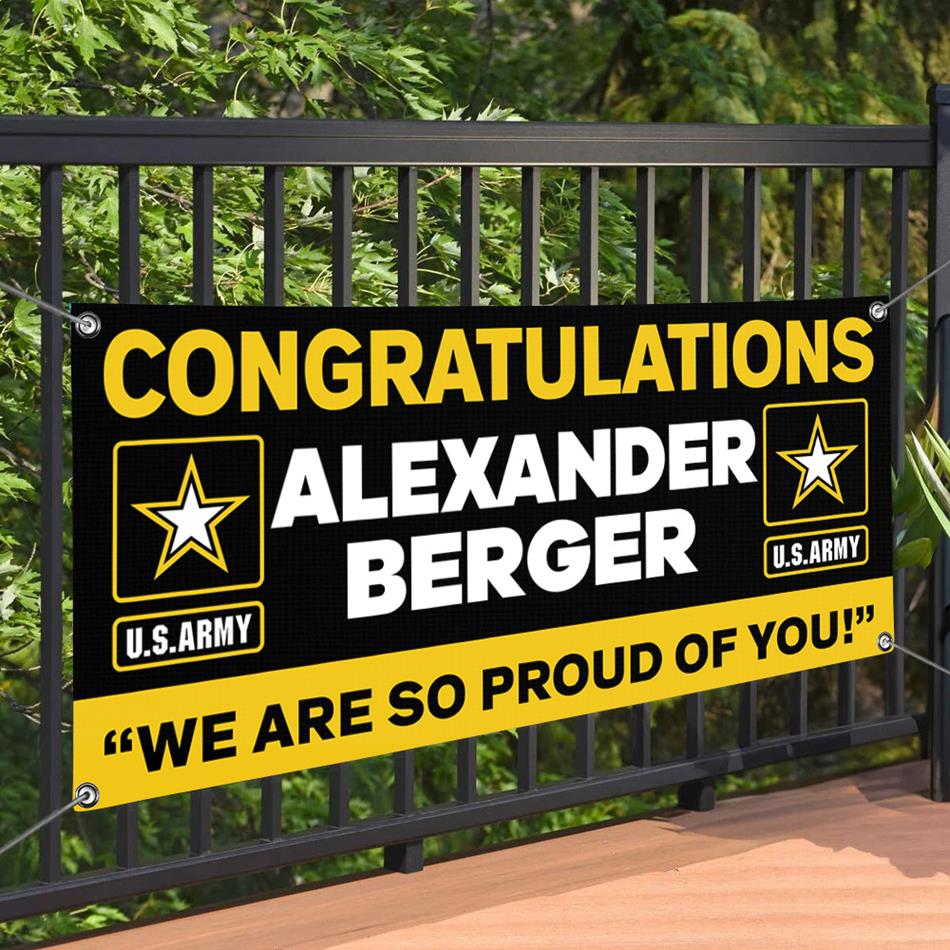 U.S. Army Graduation Banner Congratulations Soldier We Are So Proud Of You Custom Congrats Sign for Your Soldier's Big Day H2511