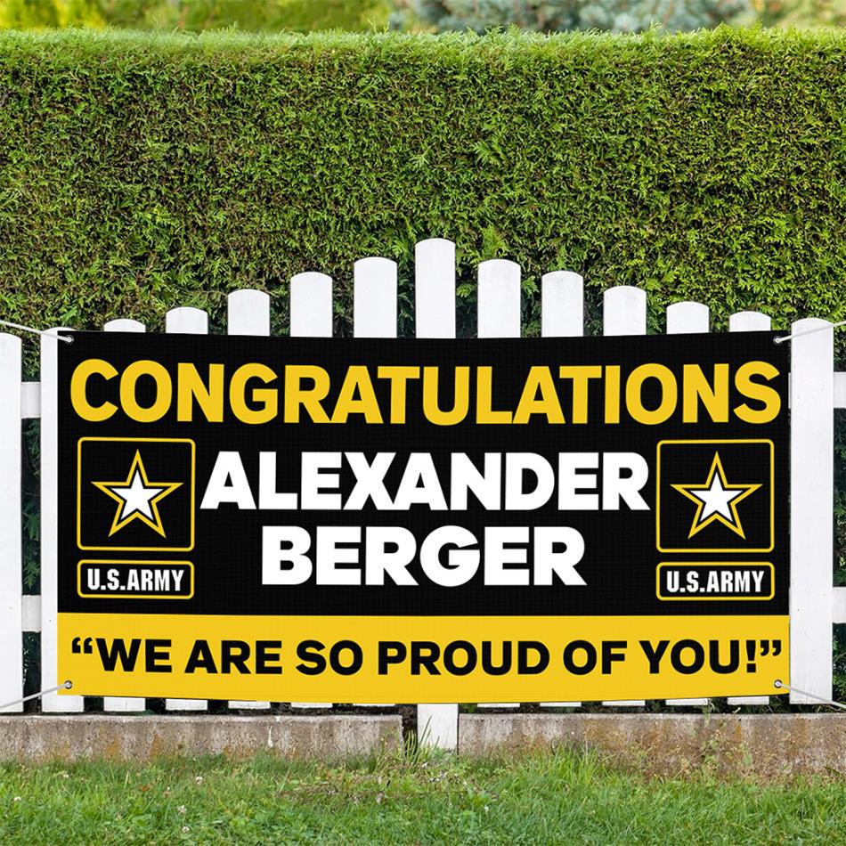 U.S. Army Graduation Banner Congratulations Soldier We Are So Proud Of You Custom Congrats Sign for Your Soldier's Big Day H2511