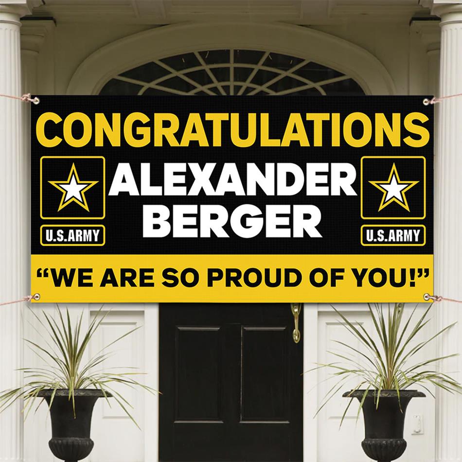 U.S. Army Graduation Banner Congratulations Soldier We Are So Proud Of You Custom Congrats Sign for Your Soldier's Big Day H2511