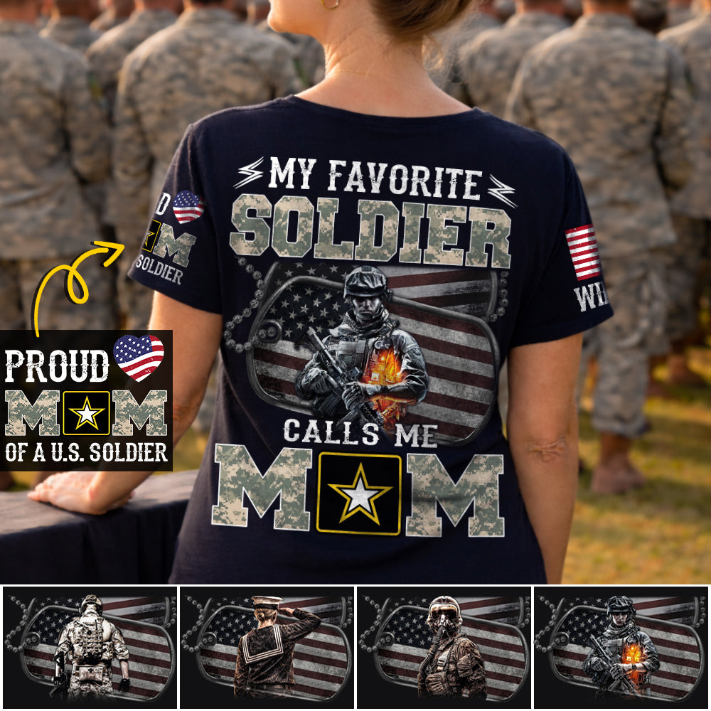 My Favorite Soldier Calls Me Mom Proud Mom Dad Of A US Soldier Custom Shirt For Proud Military Mom Dad Family Day Shirt Mothers Day Fathers Day Shirt H2511 Trna