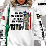 My Son My Soldier My Pride My World Proud Army Mom Dad Grandma Custom All Over Print Shirt Hoodier Gift For US Military Basic Training Graduate Family Shirt H2511 Trna