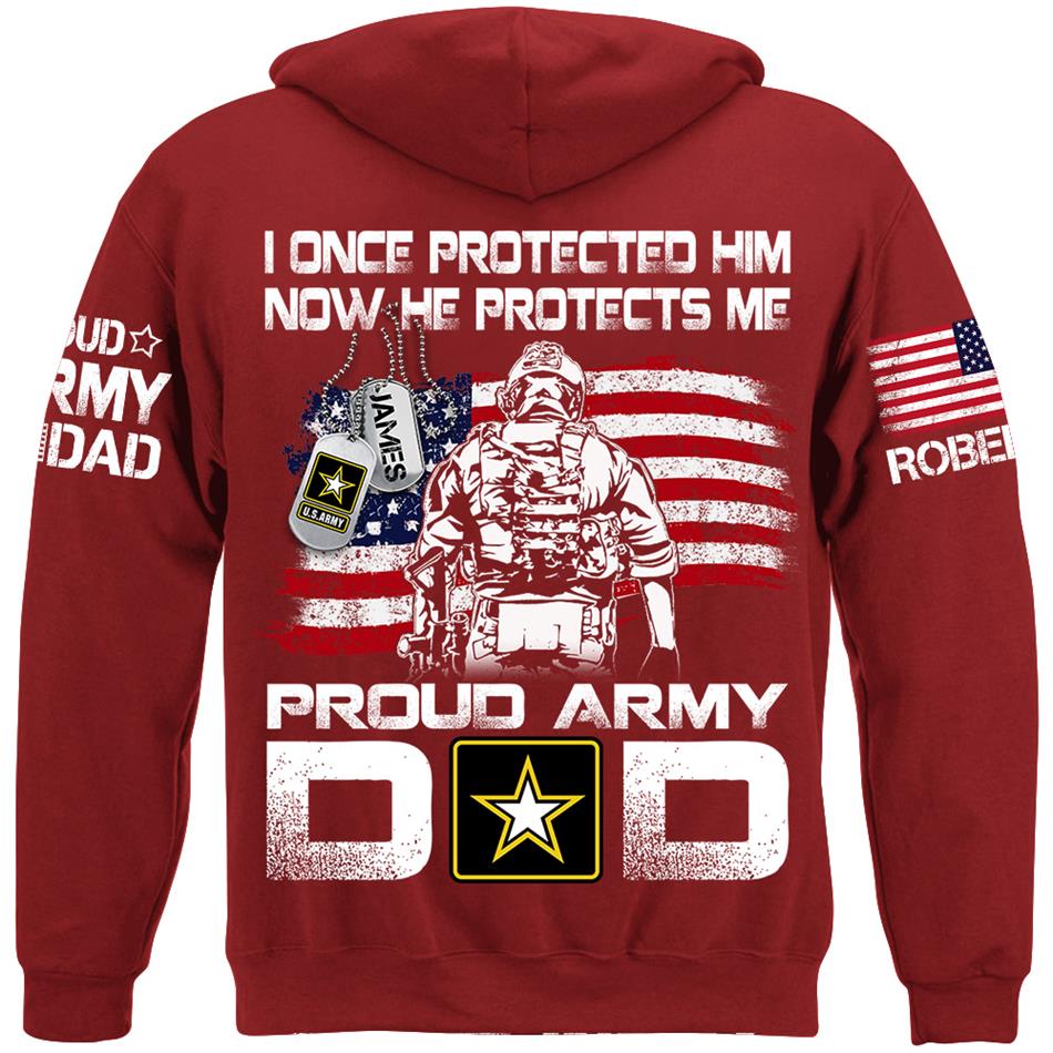I Once Protected Him Now He Protects Me Proud Army Dad Custom Shirt For Military Mom Dad Grandma Grandpa H2511 Trna