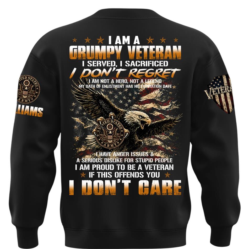 I Am A Grumpy Old Veteran I Served I Sacrificed Shirt Custom All Military Branches For Proud US Veteran H2511 Trna
