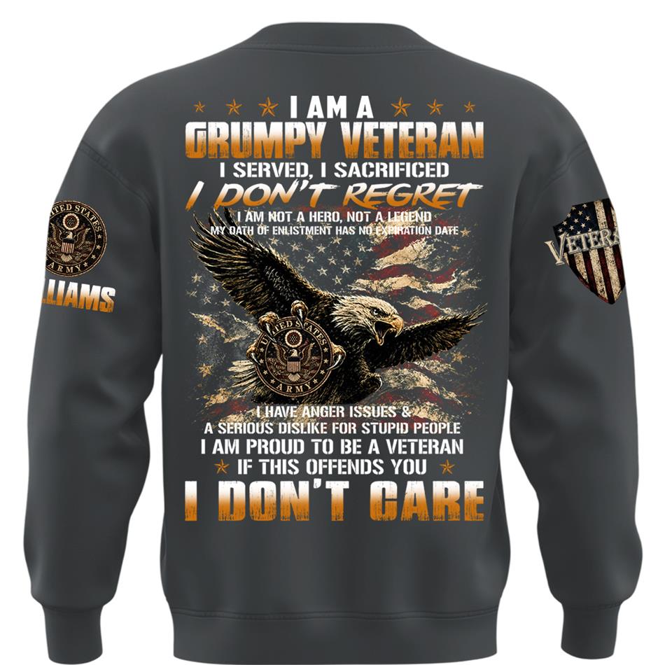 I Am A Grumpy Old Veteran I Served I Sacrificed Shirt Custom All Military Branches For Proud US Veteran H2511 Trna