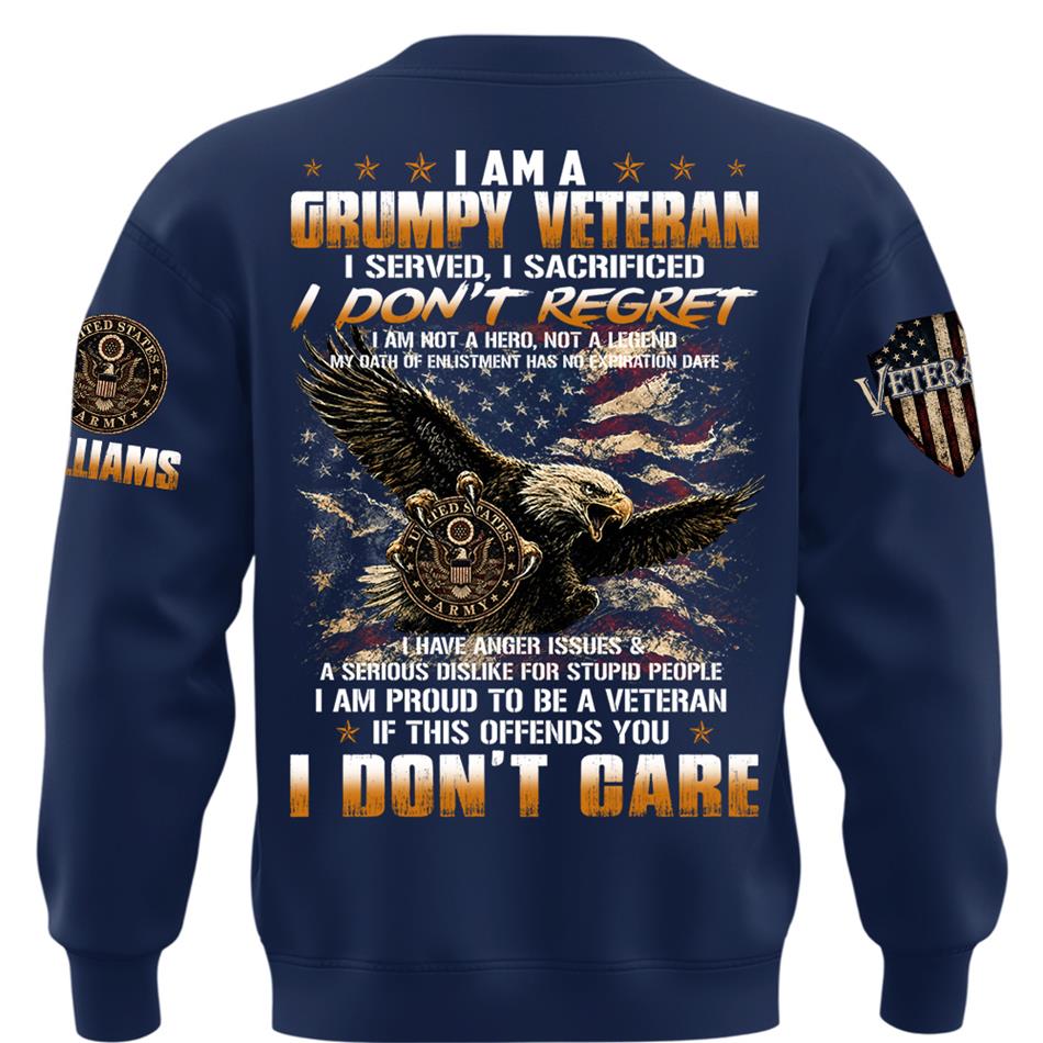 I Am A Grumpy Old Veteran I Served I Sacrificed Shirt Custom All Military Branches For Proud US Veteran H2511 Trna