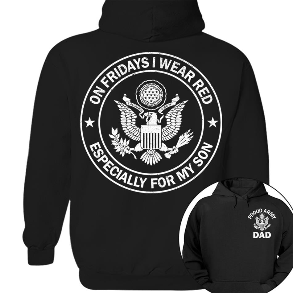 On Fridays I Wear Red Especcially For My Son Proud Army Dad Custom Support Our Troops Shirt For Proud Military Dad Mom Family Member Shirt H2511 Trna