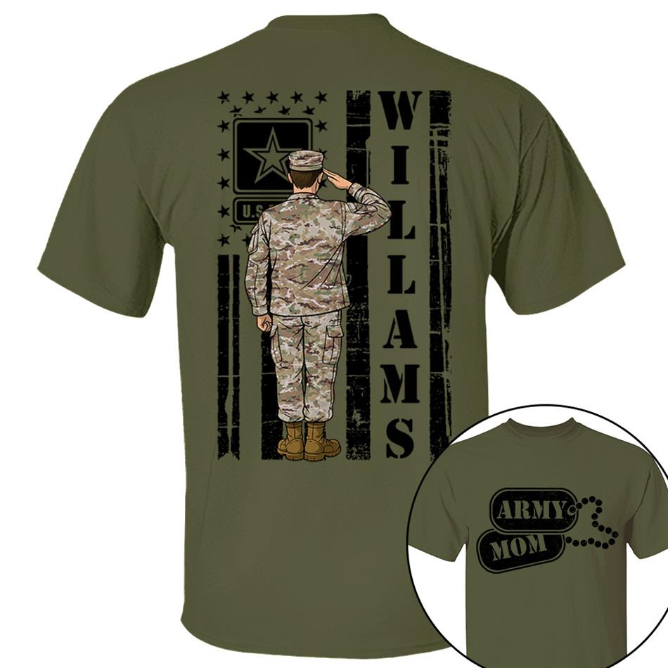Proud Army Mom Military Family Shirt Personalize with any Military Branch and for Any Member H2511 Trna