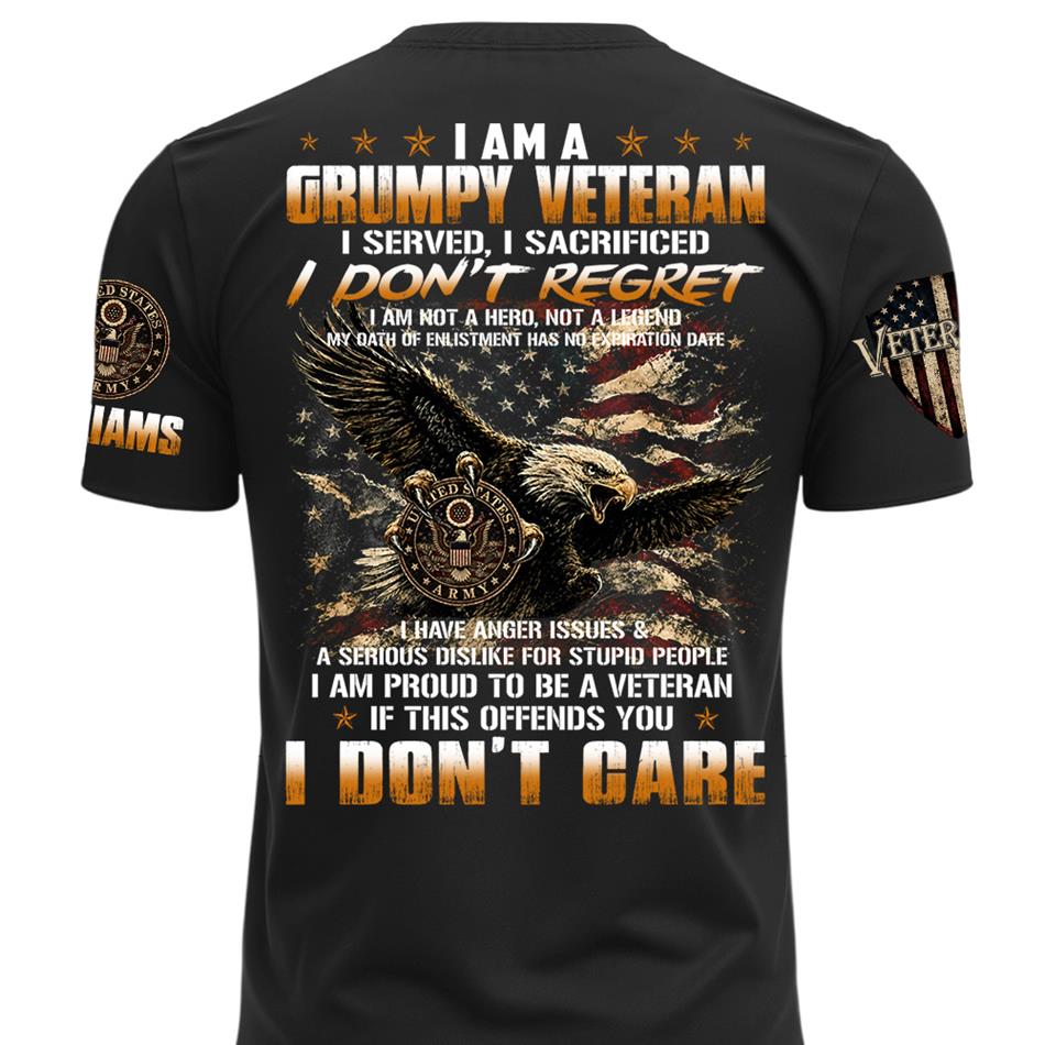 I Am A Grumpy Old Veteran I Served I Sacrificed Shirt Custom All Military Branches For Proud US Veteran H2511 Trna