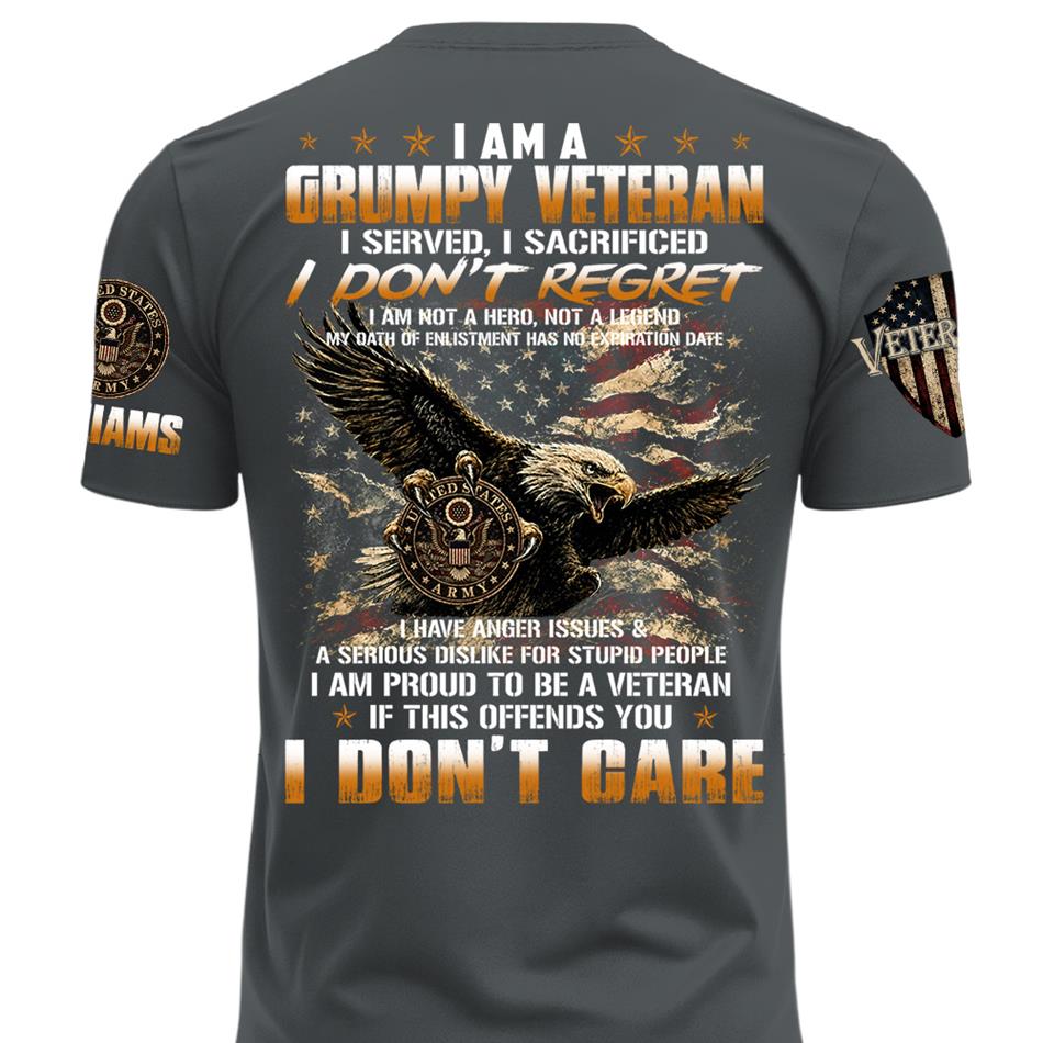 I Am A Grumpy Old Veteran I Served I Sacrificed Shirt Custom All Military Branches For Proud US Veteran H2511 Trna