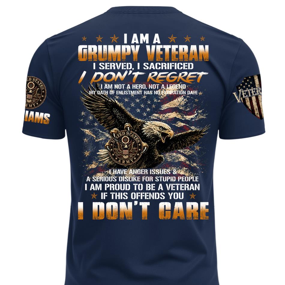 I Am A Grumpy Old Veteran I Served I Sacrificed Shirt Custom All Military Branches For Proud US Veteran H2511 Trna