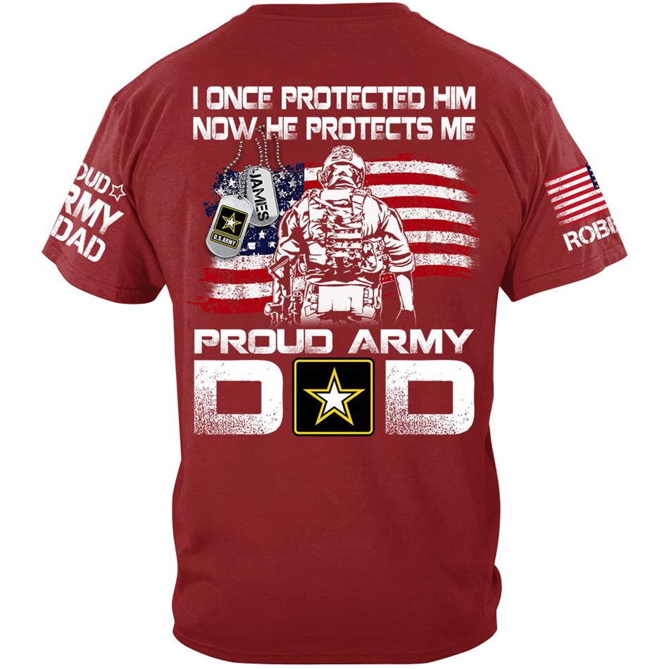 I Once Protected Him Now He Protects Me Proud Army Dad Custom Shirt For Military Mom Dad Grandma Grandpa H2511 Trna