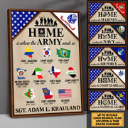 Personalized Gift For Veteran Dad Grandpa Custom Gift For Veteran Home Is Where The Military Branch Sends Us Poster Canvas For Veteran Home H2511
