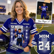 Personalized Senior Football Mom , Custom Photo Football Jersey, Gift  For Football Mom, Dad, Family A2110 Hv01