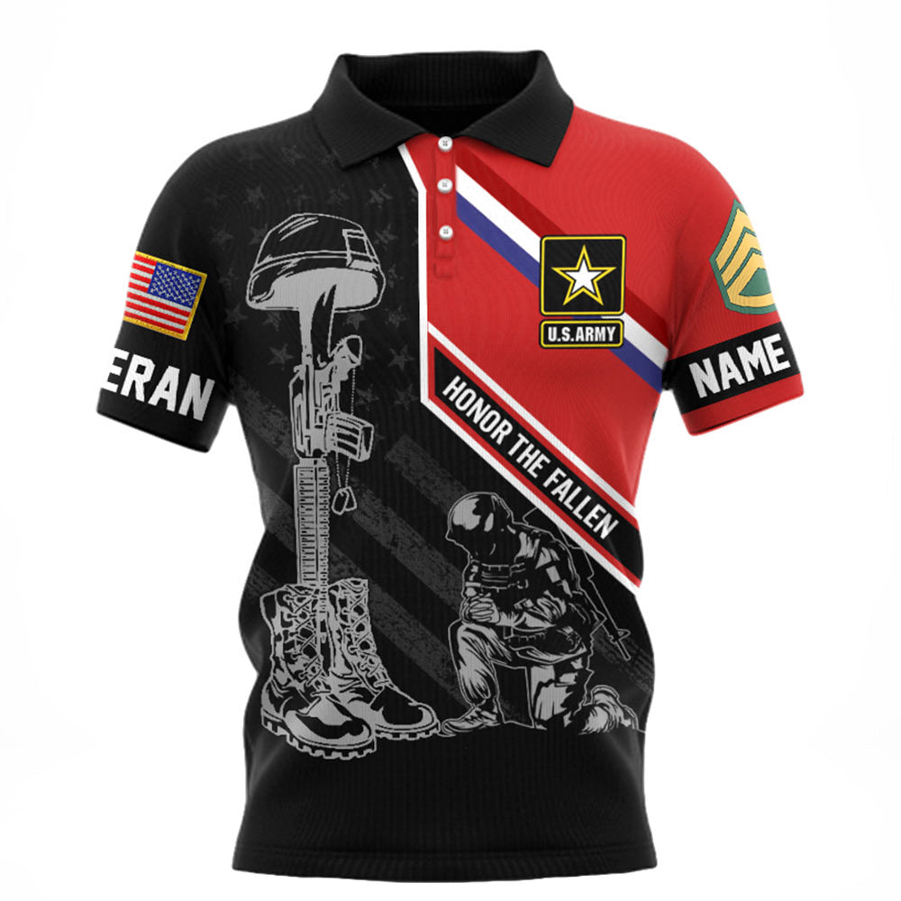 Honor The Fallen Custom Branch Rank Name All Over Print Shirt For Veteran Memorial Day Gift Veteran Day Gift H2511