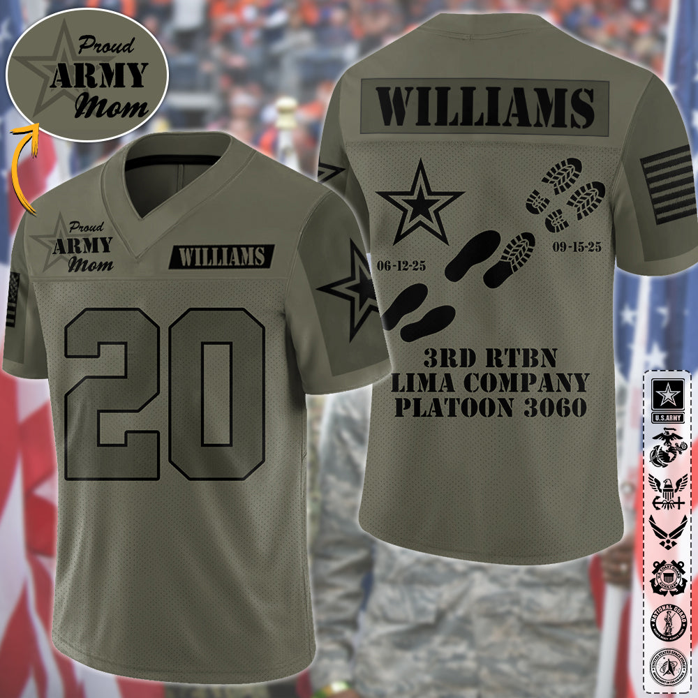 Proud Army Mom Dad Personalized Jersey Football For Military Family Shirt Gift Graduation Jersey H2511