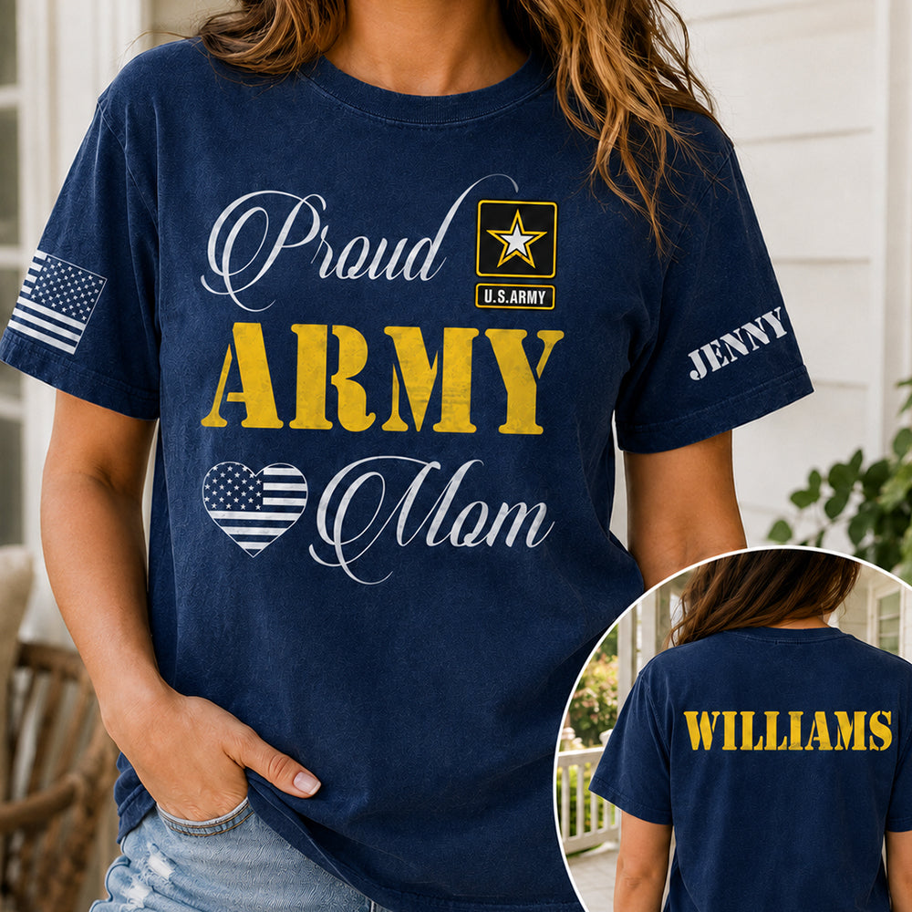 Proud Army Mom Personalized All Over Print Shirt For Military Mom Dad Family Member H2511
