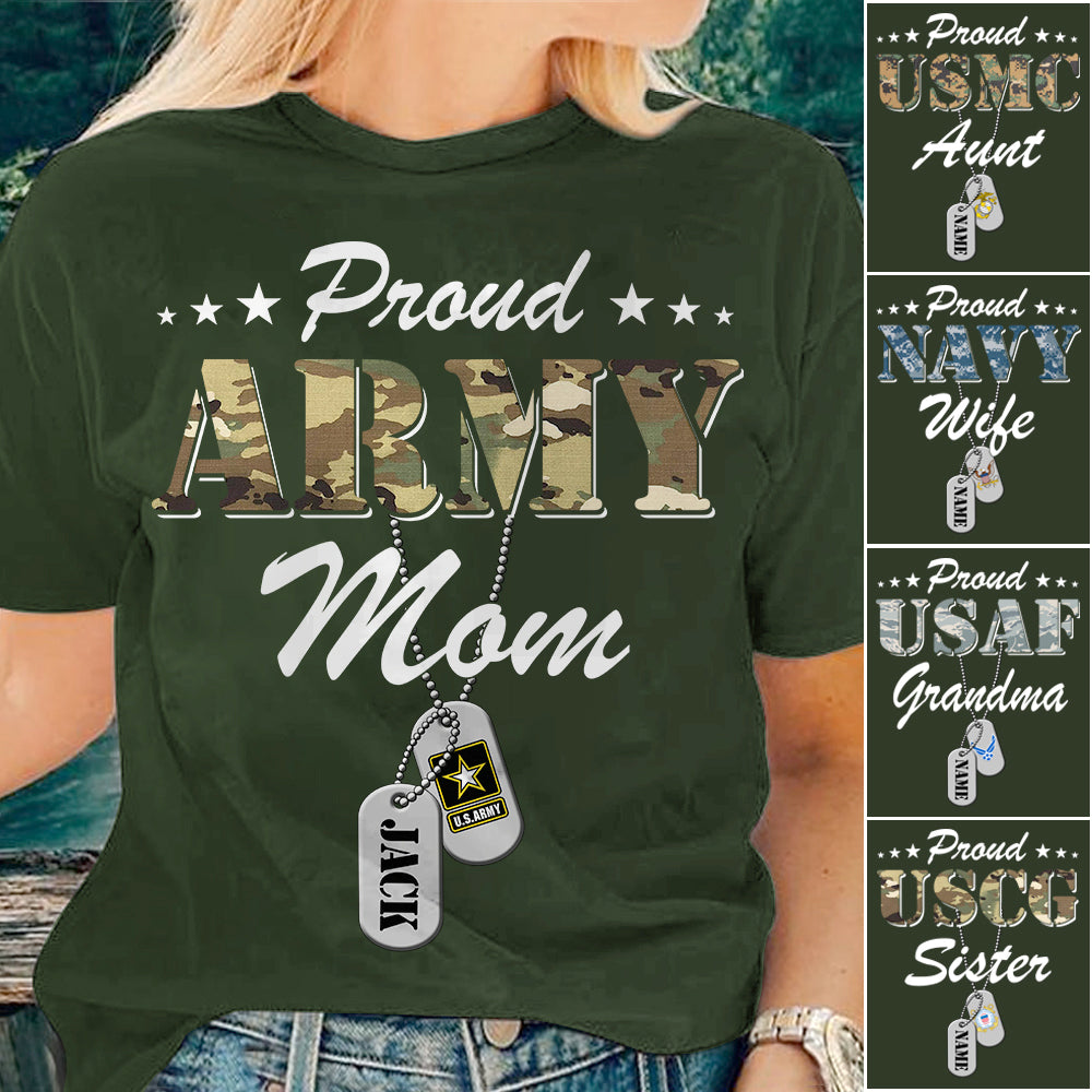 Proud Army Mom Personalized Army Mom Shirt, Military Family Member Shirt, Military Graduation Shirt H2511