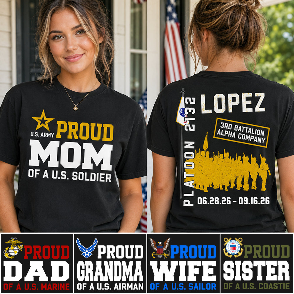 Proud Mom Of A US Soldier Custom Graduation Shirt For US Military Mom Dad Family Proud Shirt For Graduationn Day H2511