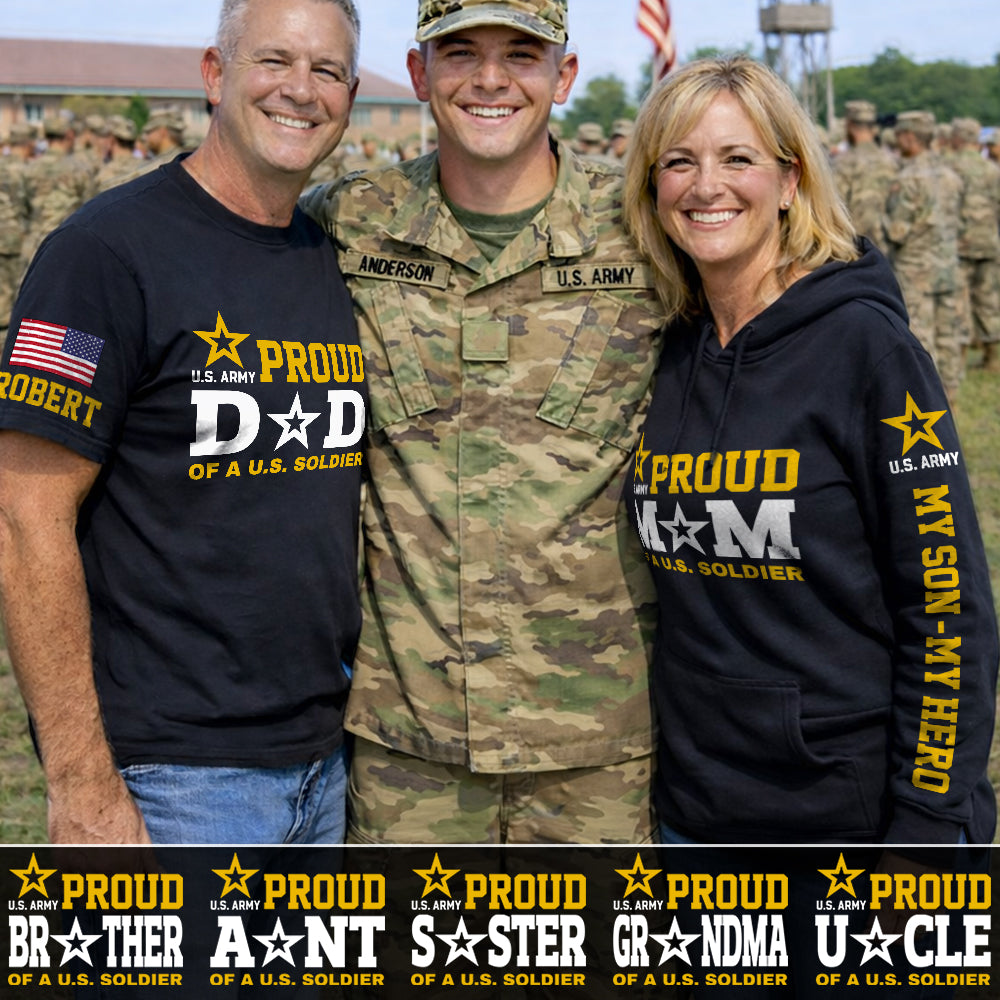 Proud Mom Of A US Soldier My Son My  Hero Custom Shirt For Proud Military Mom Dad Grandma Grandpa Shirt, Family Day Shirt, Mother's Day Father's Day Gift H2511 Trna