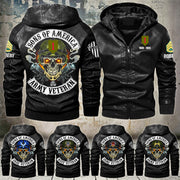 Skull Sons Of America US Army Veteran Custom Leather Jacket For Soldier Veteran H2511