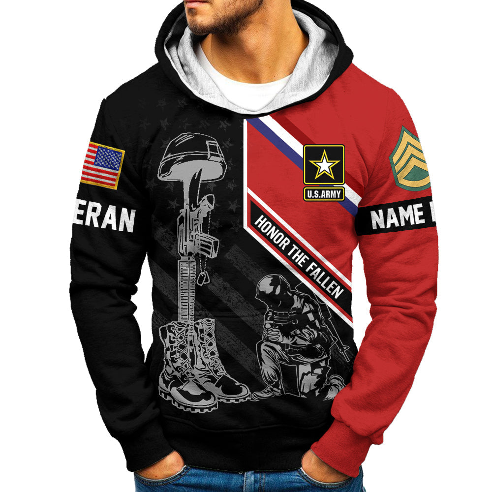 Honor The Fallen Custom Branch Rank Name All Over Print Shirt For Veteran Memorial Day Gift Veteran Day Gift H2511