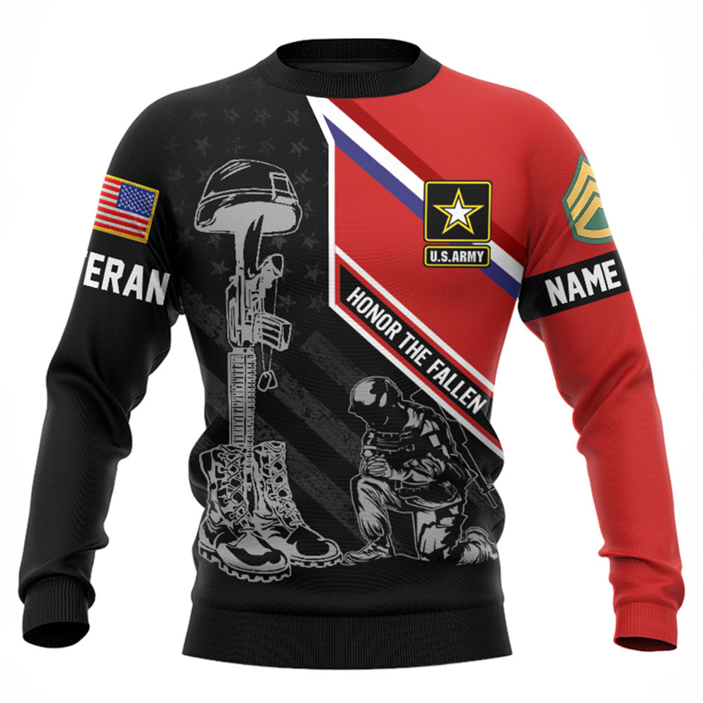 Honor The Fallen Custom Branch Rank Name All Over Print Shirt For Veteran Memorial Day Gift Veteran Day Gift H2511