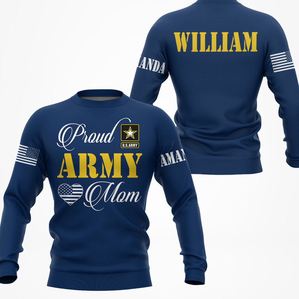 Proud Army Mom Personalized All Over Print Shirt For Military Mom Dad Family Member H2511
