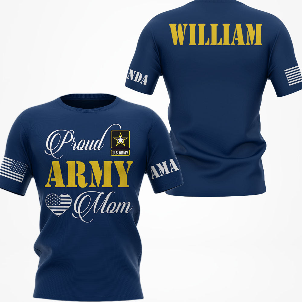 Proud Army Mom Personalized All Over Print Shirt For Military Mom Dad Family Member H2511