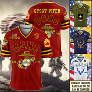 US Military Football Jersey Custom All Branches Rank Division Name For Military Retirement Veteran Dad Grandpa H2511