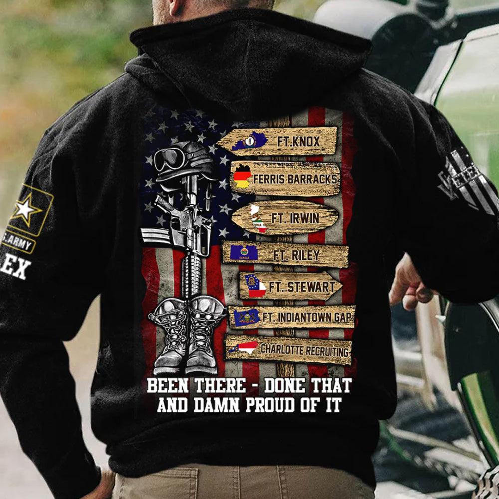 US Military World Tour Custom Branch Rank Location Personalized   Shirt For Veteran H2511