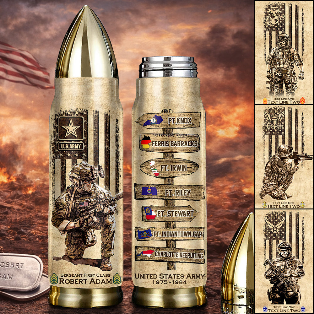 US Military World Tour Custom Bullet Tumbler Gift For Veteran H2511