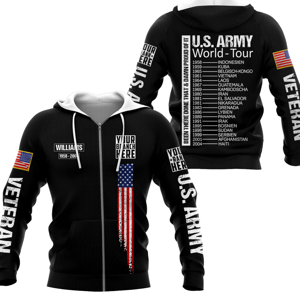 Custom Location World-Tour Been There Done That And Damn Proud Of It Personalized All Over Print Shirt For Veteran H2511