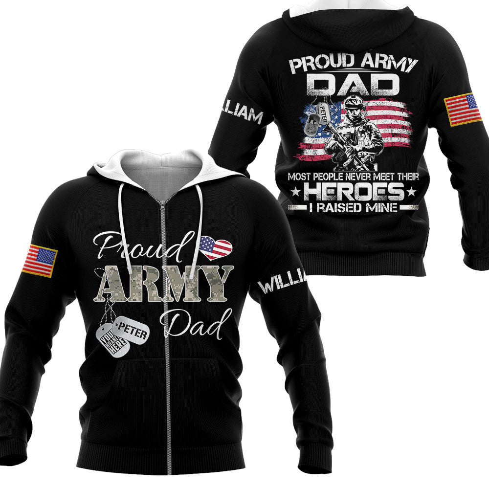 Military Family All Over Print Shirt Proud Army Mom Dad Most People Never Meet Their Heroes Personalized Soldier's Name & Family Member H2511