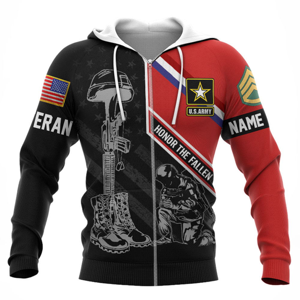 Honor The Fallen Custom Branch Rank Name All Over Print Shirt For Veteran Memorial Day Gift Veteran Day Gift H2511