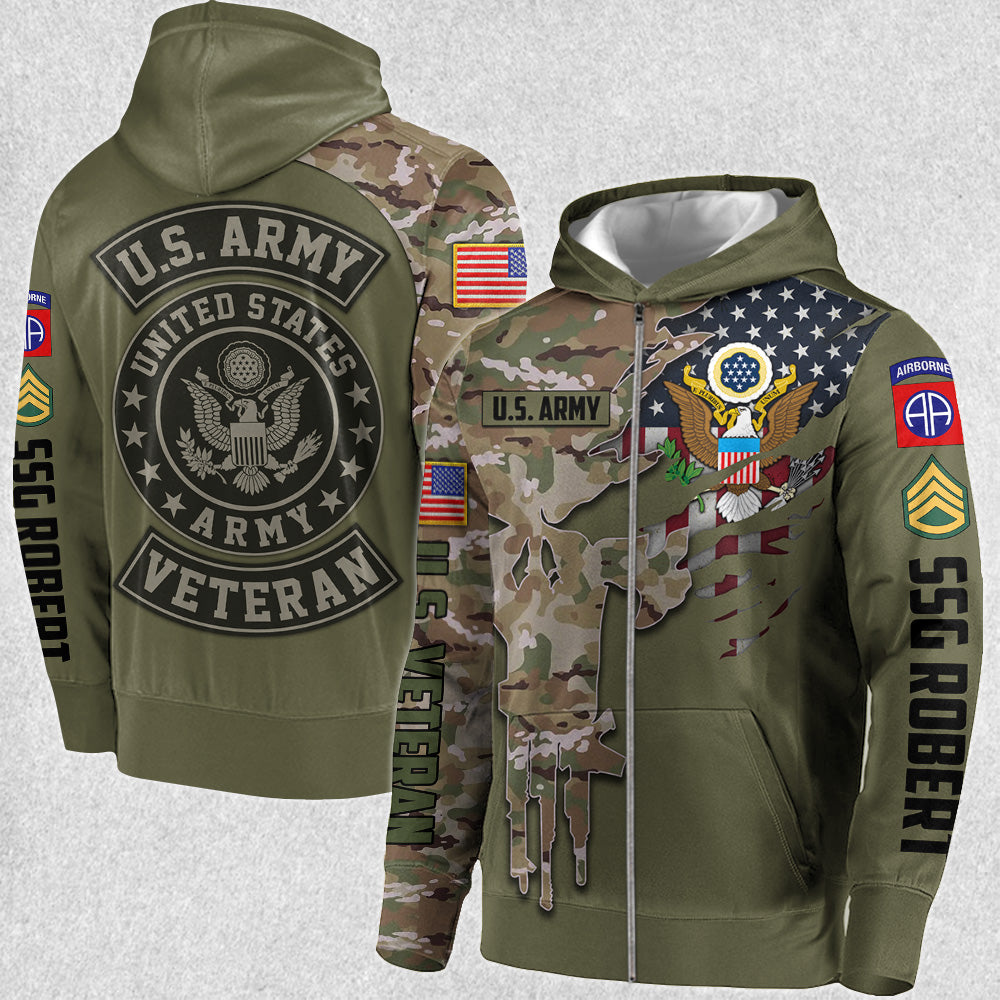 Premium Custom Shirt Skull Camouflage All Over Print Shirt For Veteran H2511
