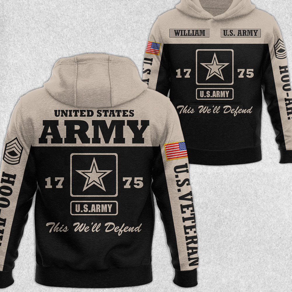 United States Military Veteran Custom Rank All Over Print Shirt For Veteran H2511